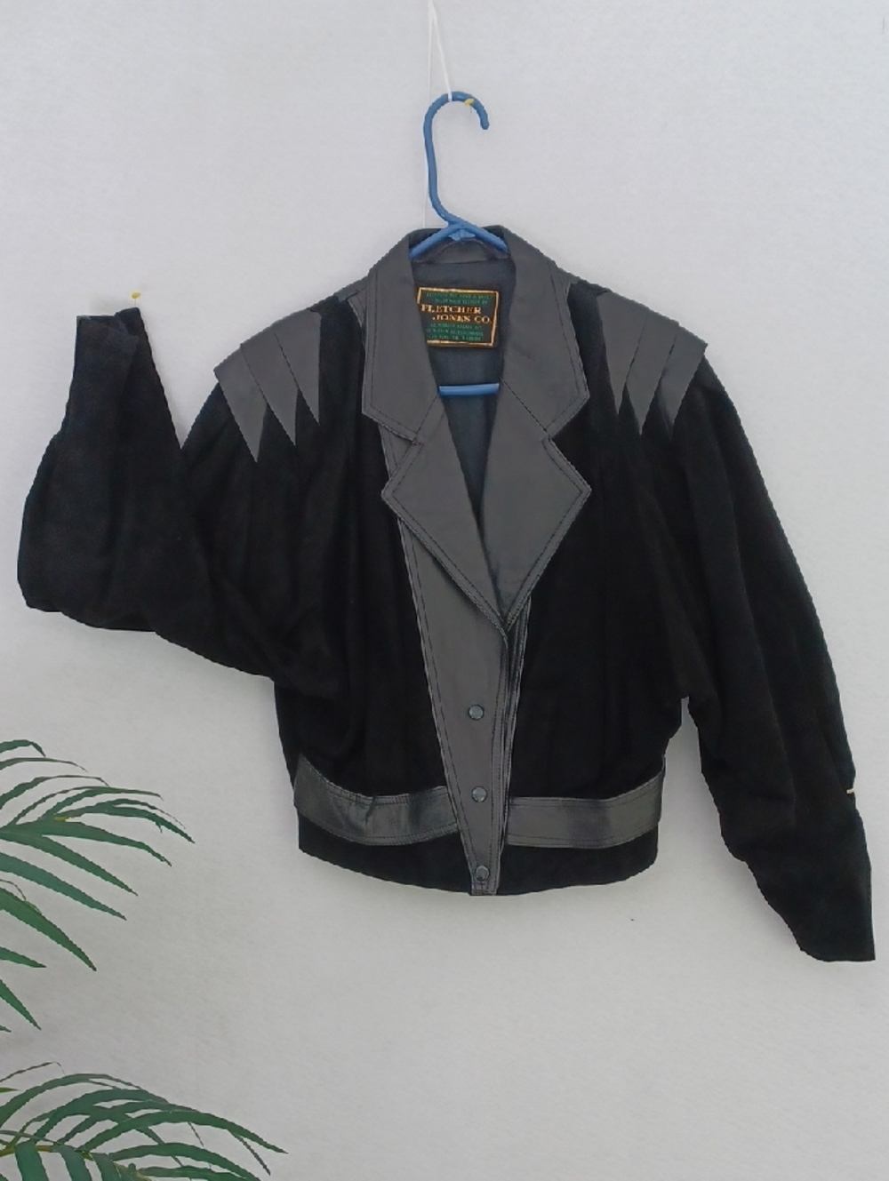 Custom Vintage  Black Womans Suede and Leather-Trim Jacket